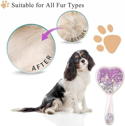 Soft Dog Grooming Brush, Pet Massage Hair Brush - Glitter Purple - Image 5