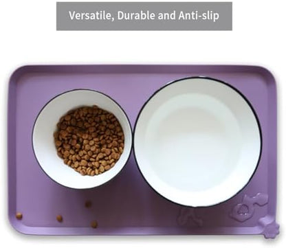 Hoki Found Silicone Pet Food Mats Tray - High-Lips Pet Dog Cat Bowl Mats - Pet Feeding Mat - Waterproof Dog Cat Food Mats -Pet Water Mats for Floors - Amethyst - Image 4