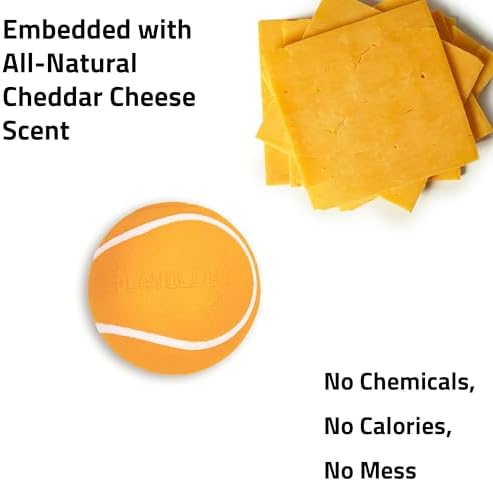 Playology Squeaky Chew Ball Dog Toy - Small, Cheddar Cheese Scent, 3-Pack - Image 4