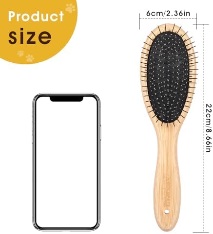 cobee Stainless Steel Pin Dog Brush, Bamboo Handle Grooming Brush 20mm Round Pins Airbag Pet Comb Professional Dog Pin Brush Fur Shedding Comb for Long or Short Hair Cat Dog - Image 3