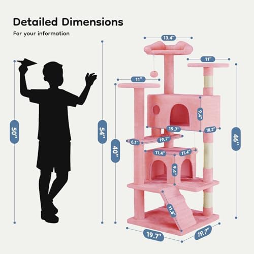 DUMOS 54-inch Cat Tree Tower with Scratching Posts, Indoor Use - Image 6