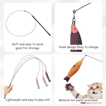 PAZ'S GIFT Cat Wand Toys, Catnip Fish 3 piece Catnip wzggle Sounding Toy, Soft and Durable, Interactive cat Kick Toys for Indoor Play - Image 4