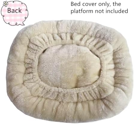 SHENGOCASE Cat Tree Tower Accessories Replacement Parts Round Top Cushion Bed Cover for Cat Perch with Elastic Band (17.7", Beige) - Image 4