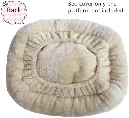 SHENGOCASE Cat Tree Tower Accessories Replacement Parts Round Top Cushion Bed Cover for Cat Perch with Elastic Band (17.7", Beige) - Image 4