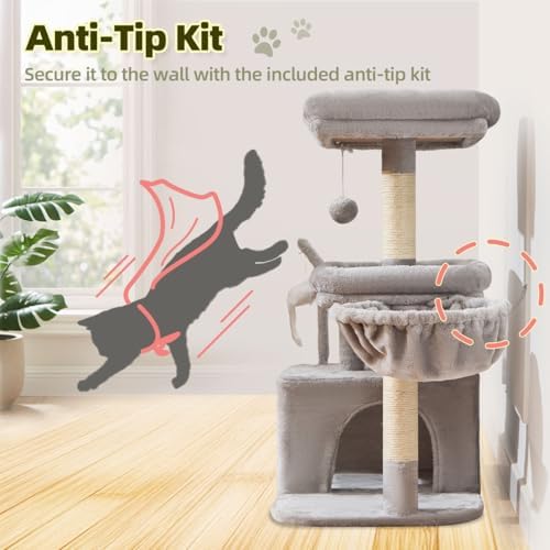 Taoqimiao 32.2in Cat Tree with Toy, Small Cat Tower for Indoor Cats, MS043W - Image 6