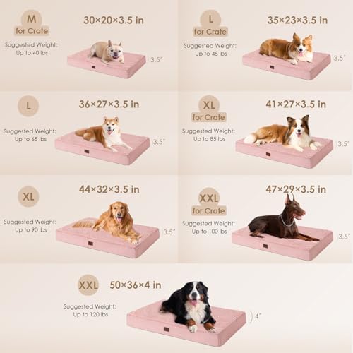 EHEYCIGA Orthopedic Dog Bed with Removable Washable Cover, Pink, 30x20 - Image 2