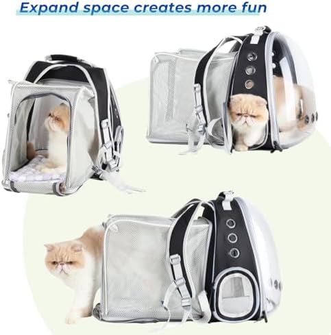 Lollimeow Cat Carrier Backpack, Expandable Bubble Pet Carrier for Cats and Small Dogs, Airline Approved Travel Backpack for Hiking, Walking & Outdoor Adventures - Supports up to 14 lbs - Image 5