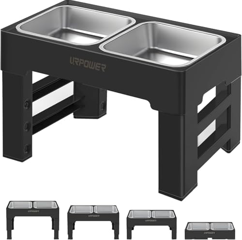 URPOWER Raised Dog Bowls 4 Height Adjustable Elevated Bowl Stand by URPOWER