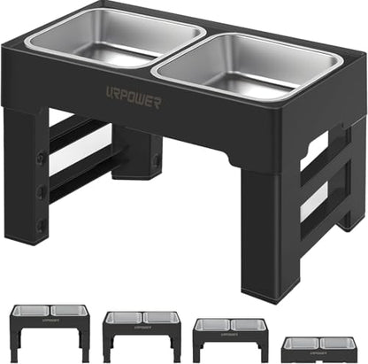URPOWER Raised Dog Bowls 4 Height Adjustable Elevated Bowl Stand by URPOWER