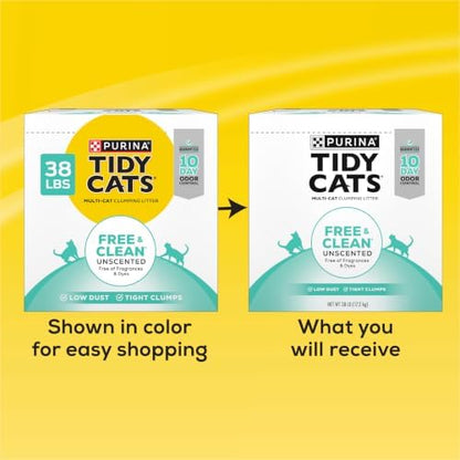 Purina Tidy Cats Free and Clean Unscented Clumping Cat Litter, 38 lb Box - Image 2