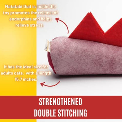 pawdaz Large Cat Toy Dino, Catnip Matatabi Silvervine Filled Help Relief Stress Interactive Indoor Cat Kicker with Bell and Smell(Pink) - Image 4
