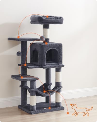 Feandrea Cat Tree, 44.1-Inch Cat Tower, Multi-Level Condo, Smoky Gray - Image 3
