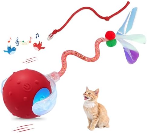 Interactive Cat Ball Toy, Motion Activated Electric Rechargeable Cat Toy by Sentoo