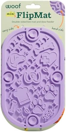 Woof FlipMat Mini, Dual-Sided Dog Lick Mat & Slow Feeder, Lavender by Woof