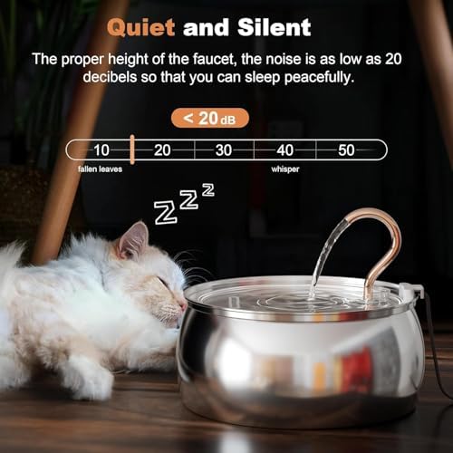 Casfuy PWS-161 Stainless Steel Swan-Neck Copper Spout Dog & Cat Water Fountain, 85-oz - Image 6