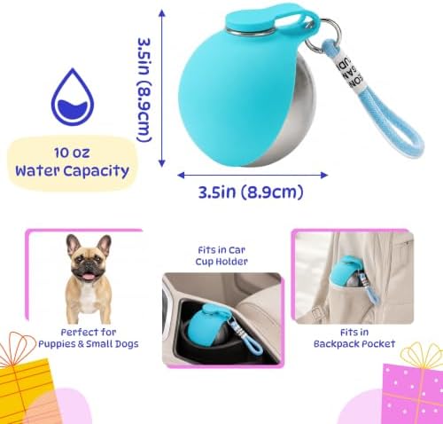 2 Pcs Portable Dog Water Bottle, 10oz Stainless Steel Puppy Water Tumbler - Image 3