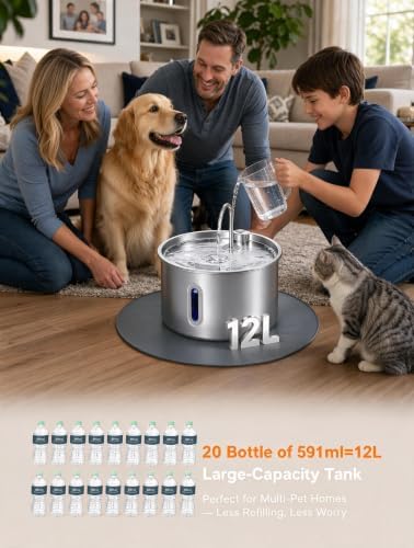 Stainless Steel Dog Water Fountain 12L for Large Dogs - Image 6