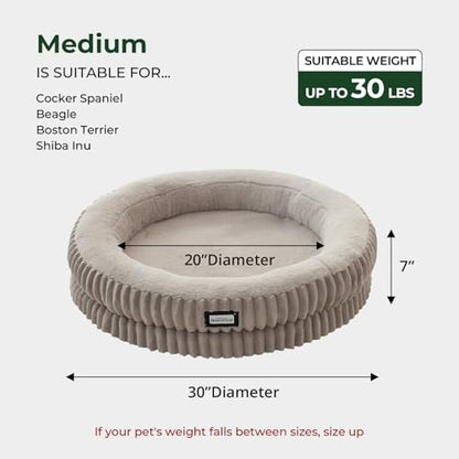 BALANCE Donut Dog Bed, 30 Inches Round Dog Bed Medium Size Dogs Washable, Orthopedic Calming Dogs Beds for Kitten, Fluffy Plush Faux Fur Pet Bed with Anti-Slip Bottom - Image 5