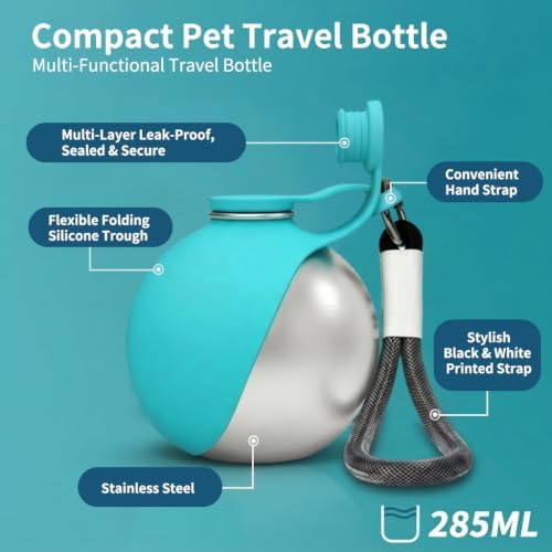 2 in 1 10oz Portable Dog Water Bowl Stainless Steel Dog Travel Water Bottle - Image 4