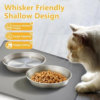 4-Pack 304 Stainless Steel Cat Food Bowls, Non-Slip Basic Dishes - Image 2