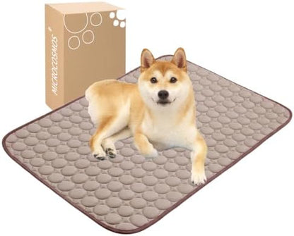 MICROCOSMOS Summer Cooling Mat & Sleeping Pad- Water Absorption Top, Materials Safe, Easy Carry, EZ Clean. Keep Cooling for Pets, Kids and Adults.(Brown, 36" x24") by MICROCOSMOS