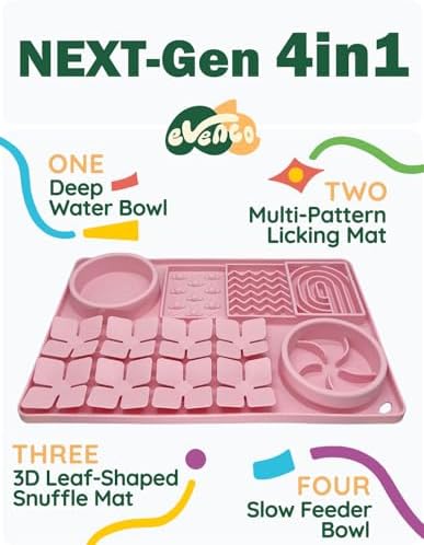 Slow Feeder Bowl for Dogs and Cats, Silicone Lick Mat & Snuffle Mat with Suction Cups - Interactive Puzzle Feeder, Slow Eating, Keep Busy and Reduce Vomiting (15.75" x 10.5" Pink) - Image 2