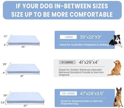 Cooling Dog Bed for Large Dogs, Orthopedic Memory Foam Pet Bed for Crate with Removable Washable Cover,Ideal for Arthritic Dogs (Cooling Fabric, Large-35"x 22" x 3") - Image 6