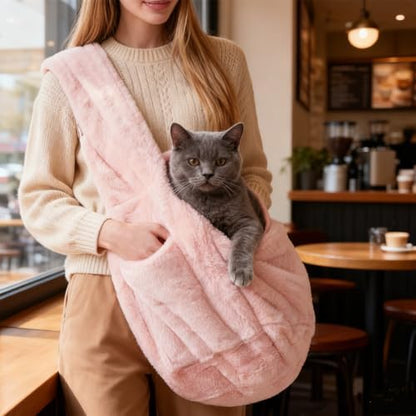 Cat Carrier Slings Soft Puppy Carrying Bag for Outdoor Travel Pet Boby Holder Hands Free for Small Dogs Kittens, Light Pink - Image 5