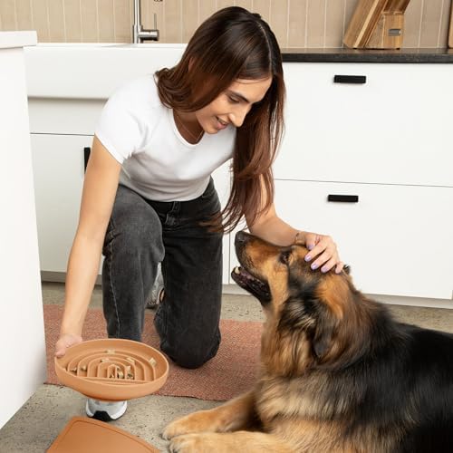 Slow Feeder Dog Bowl - Silicone Dog Bowl, Large, 9.5" x 1.5" - Terracota - Image 3