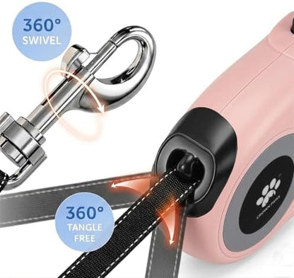 16 ft Retractable Dog Leash for Extra Large Dogs up to 130 lbs,Tangle-Free Nylon Tape,Pink Dan24 XL - Image 3