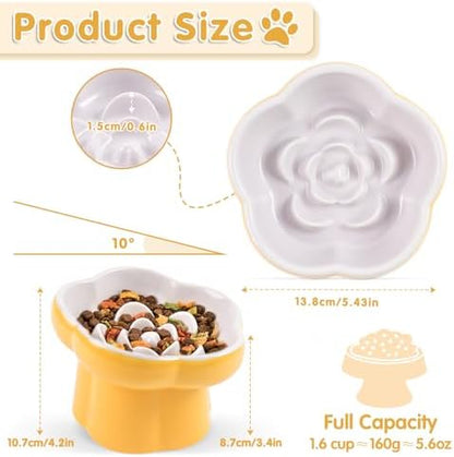 Cat Slow Feeder Bowl Set,1 Pcs Pastel Series Cat Plate for Dry and Wet Food - Image 2