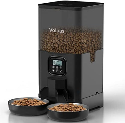 VOLUAS Automatic Cat Feeder for Two Cats with Dual Stainless Bowls, 6L by Voluas