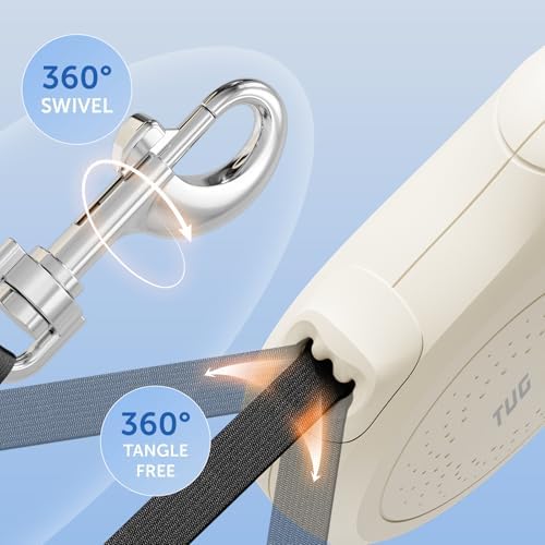 TUG Quest Retractable Dog Leash | 360° Tangle-Free | 16 ft Tape (L, Cream) - Image 6