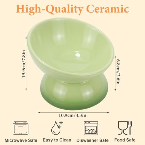 Elevated Cat Food Bowl 4 Pack 5 Oz Ceramic Raised Tilted Water Dishes, 15° Tilt Anti Vomiting, Protect Pets' Spines Bowls for Small Dog, Fat Faced Cat, Kitten - Image 2