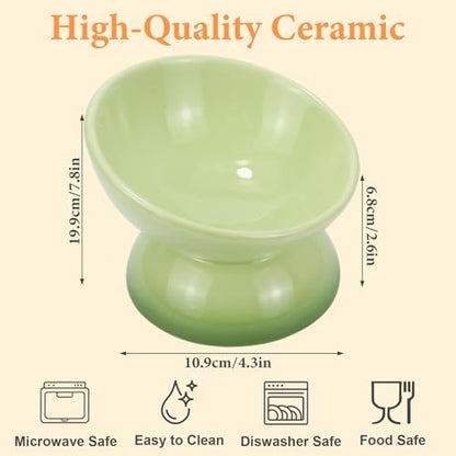Elevated Cat Food Bowl 4 Pack 5 Oz Ceramic Raised Tilted Water Dishes, 15° Tilt Anti Vomiting, Protect Pets' Spines Bowls for Small Dog, Fat Faced Cat, Kitten - Image 2