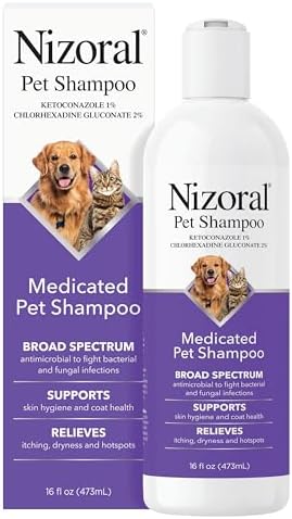 Nizoral Ketoconazole Pet Shampoo, 16 Oz, Chlorhexidine, Dogs & Cats by Nizoral