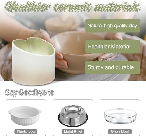 Ceramic Raised Cat Bowl Elevated Cat and Dog Bowls Whisker Friendly Tilted Elevated Cats Food Bowl Anti Vomit Pet Dish 4.72inches Height for Pet Easy Eating, Protect pet's Spine - Image 3