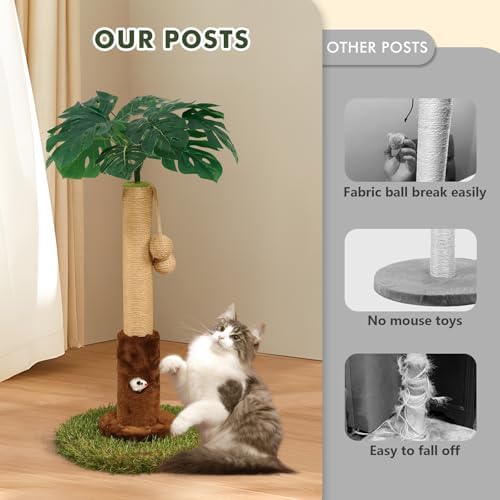 Woochpet 25" Kitten Scratching Post,sisal cat Scratcher Tree with Leaves - Image 5