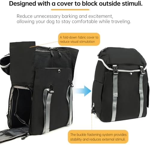 Cat Dog Backpack Carrier for Hiking Travel Portable Water-Repellent Pet Daypack for Dog Cat Below 7kg/15.5lbs -Black - Image 6