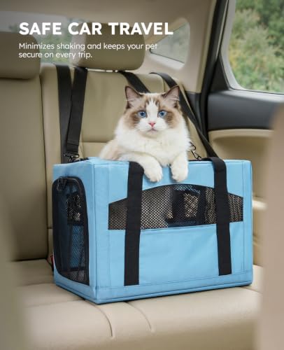 Pecute Cat Carrier Stable, Pet Carrier with Privacy Partition,Light Blue - Image 6