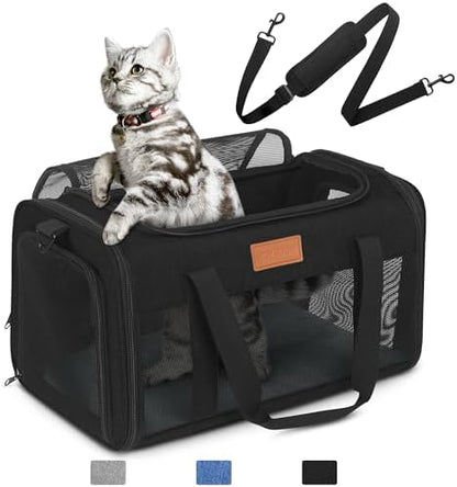 PETUX Airline Approved Pet Carrier for Small Cats up to 12 lb, Black by PETUX