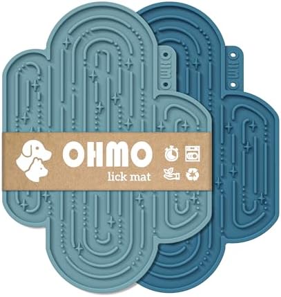 OHMO Lick Mat for Dogs&Cats, Cactus Shape, 2pcs, Dark&Light Blue by OHMO