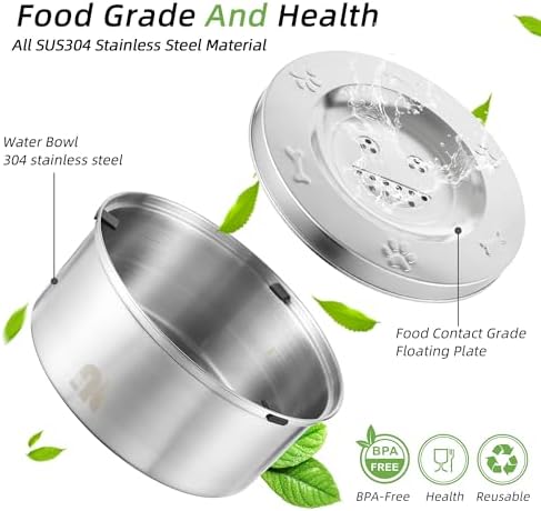 nicelock 3L/0.8 Gallon Dog Water Bowl No Spill, Stainless Steel No Spill Water Bowl for Dogs, Slow Water Dog Bowl, No Splash Dog Water Bowls - Image 4