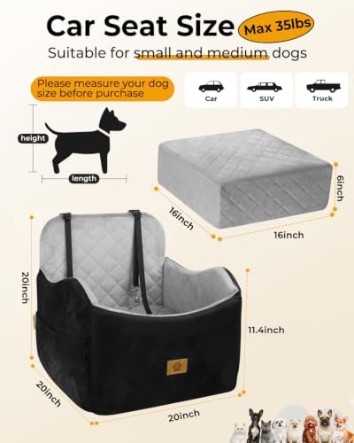 Dog Car Seats for Small Dogs Up to 35 lbs,Machine Washable Dog Booster Seat - Image 2