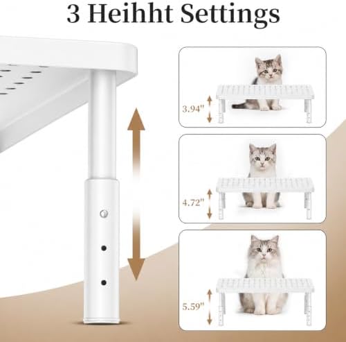 Adjustable Automatic Cat Feeder Stand - Elevated Cat Feeder Stand with 3 Height Settings, Fits Most Automatic Feeders & Tradition Bowls, Raised Pet Feeding Table Station for Cats & Small Dogs - White - Image 2