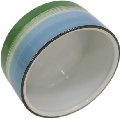 Blue & Green Vintage Porcelaine Dog Bowls, Anti-Slip Heavy Ceramic Dog Pets Feeding Food and Water Bowls Dish, 27OZ for Medium Large Dogs,Dishwasher and Microwave Safe-6"
