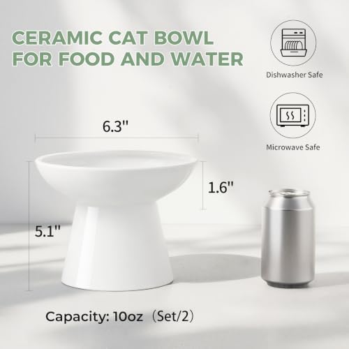 LoeJan Ceramic Raised Cat Bowls, 2 Pack Elevated Cat Food & Water Bowls Set - Image 2