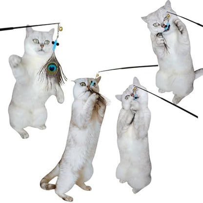 miwoowim 10PCS Retractable Cat Wand Toy with Natural Feather Insect Refills - Image 5