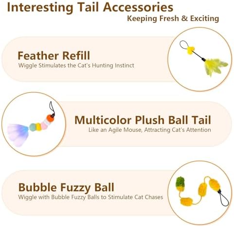 ORSDA 3 PCS Replacement Refills, Cat Toys Feather Tail, Bubble Fuzzy Ball, Pom Pom Balls for Electric Kitten Toys, only Suitable T93&T96 Cat Ball Toy - Image 4