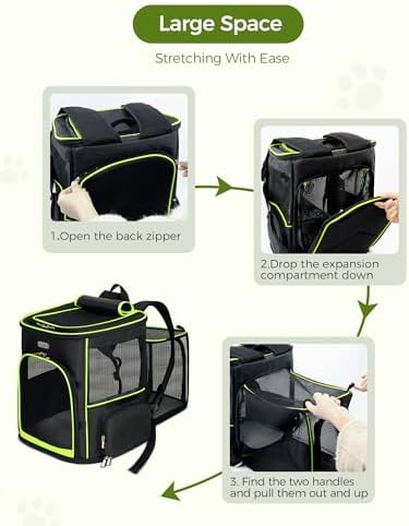 BAGLHER Expandable Cat Carrier Backpacks, Retractable Pet Carrier Backpack for Small Dogs & Cats with Breathable Mesh, Travel Bag Up to 18 Lbs for Hiking Camping Outdoor - Black - Image 7